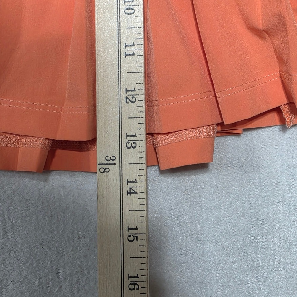 Athleta Girl Orange Pleated Tennis Skirt Built-in Shorts Kids Size L 12 - Picture 6 of 8